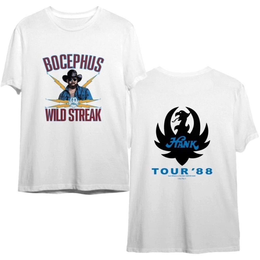 Hank Williams Jr 1988 Bocephus Wild Streak Tour 88 Tshirt 2 Sided